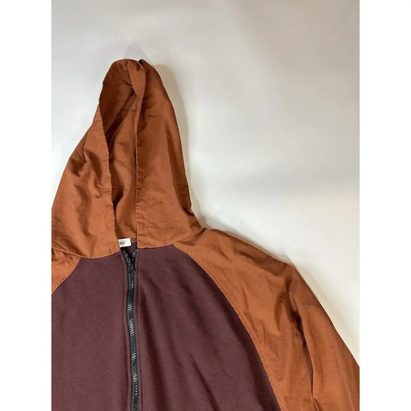 BKE Core Jacket Mens Medium Windbreaker Full Zip Hooded Maroon Gorpcore - Picture 2 of 9